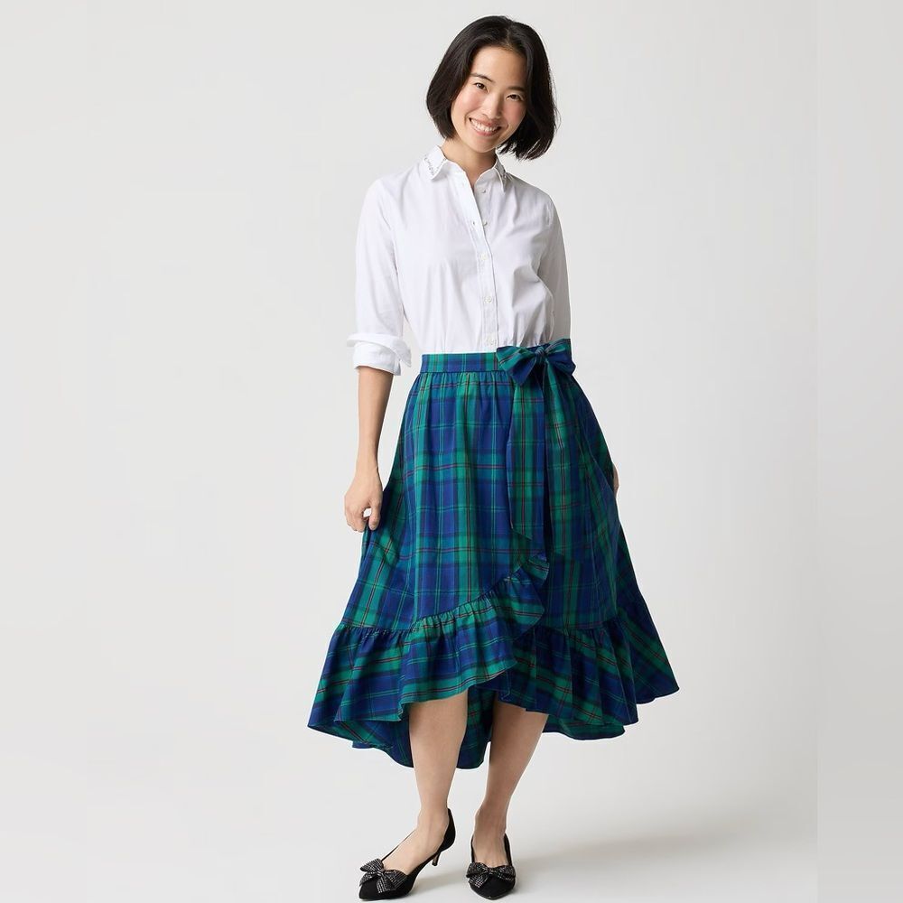 J Crew Tartan Wrap Midi Skirt NWT - Picture 2 of 9
